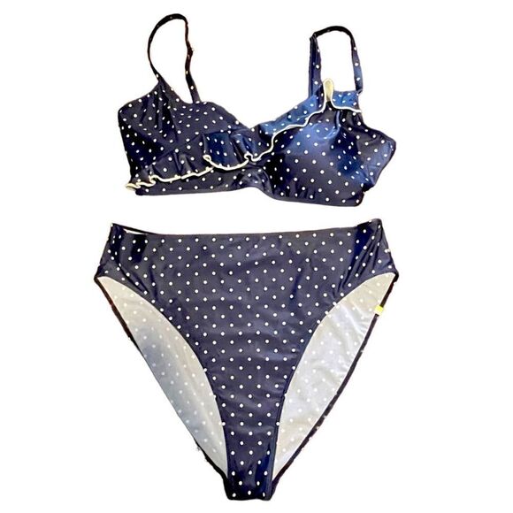 Summersalt- Women’s The Ruffle Marina Bikini Navy and White Dot Plus Size 20/22 - Picture 12 of 12